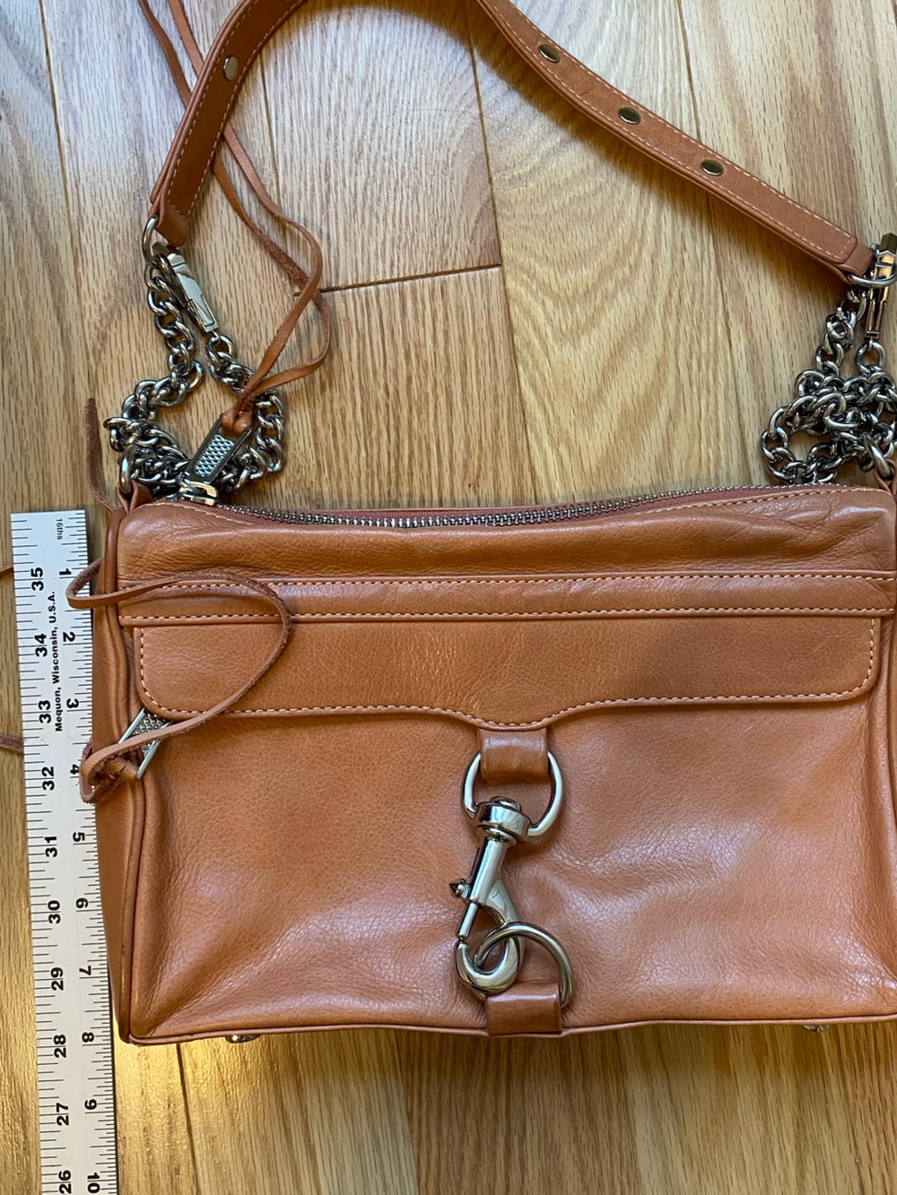 Rebecca Minkoff Tan Leather Shoulder Bag with Chain Strap - Picture 10 of 12